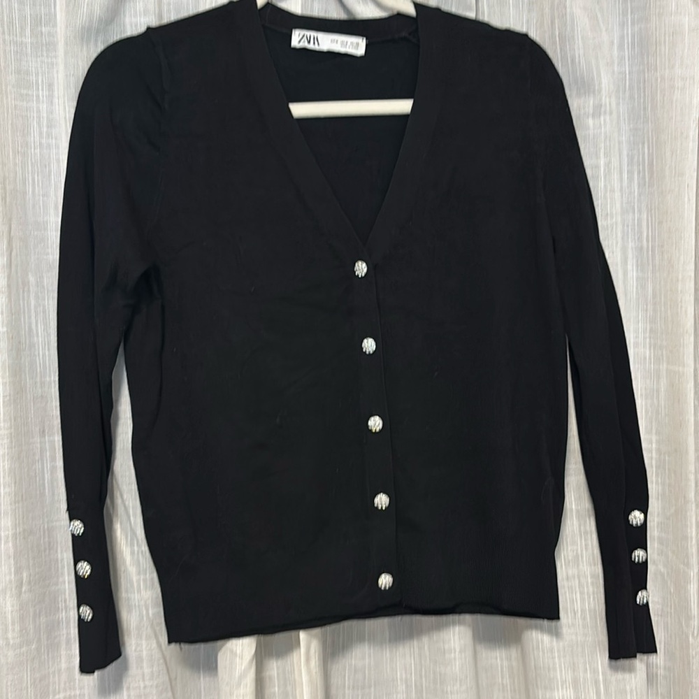 Zara Jeweled Button Cardigan Sweater